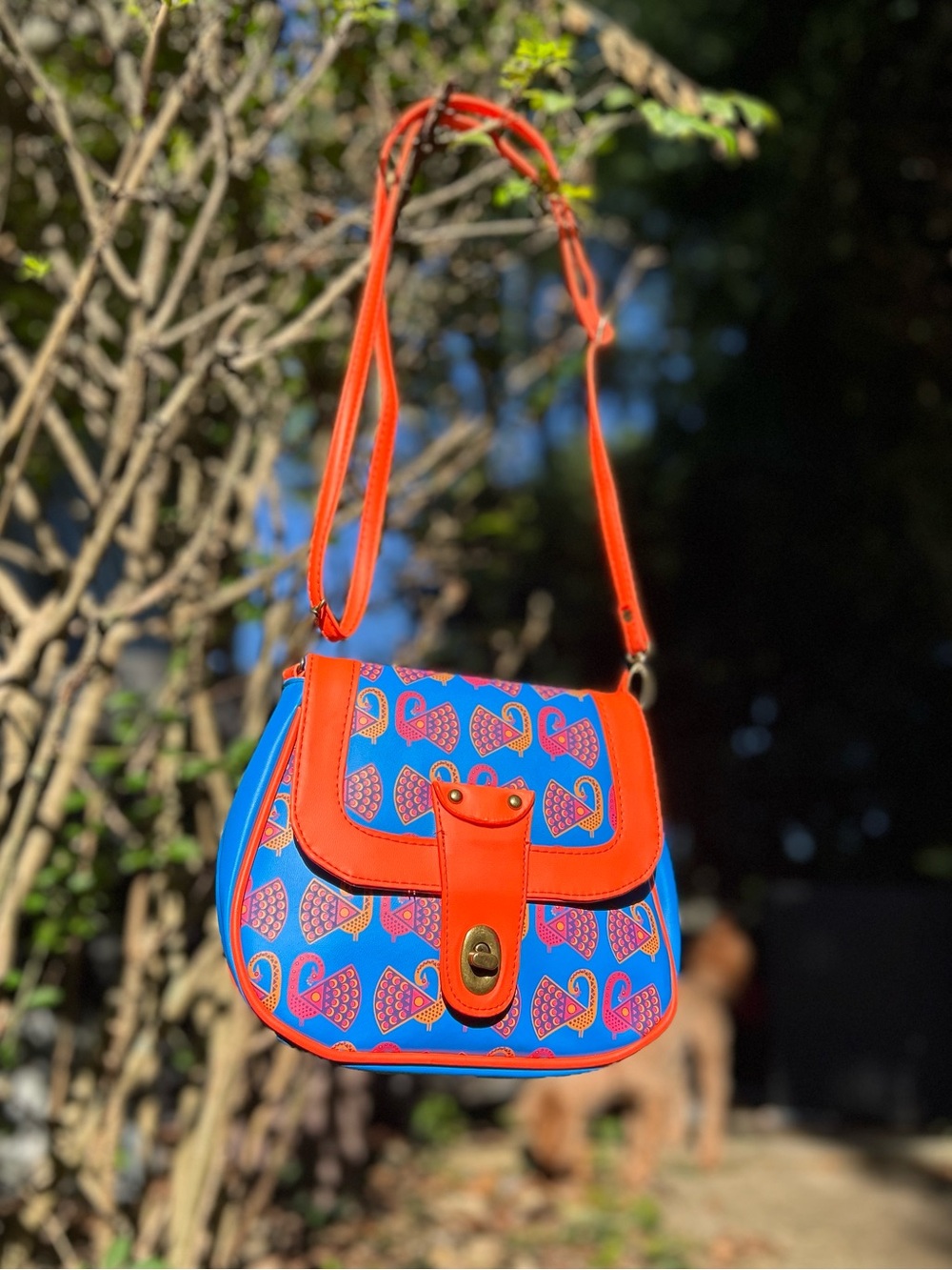 Chumbak Sling Crossbody Bag Purse Boho Pop Art Peacock Festival Statement Piece
